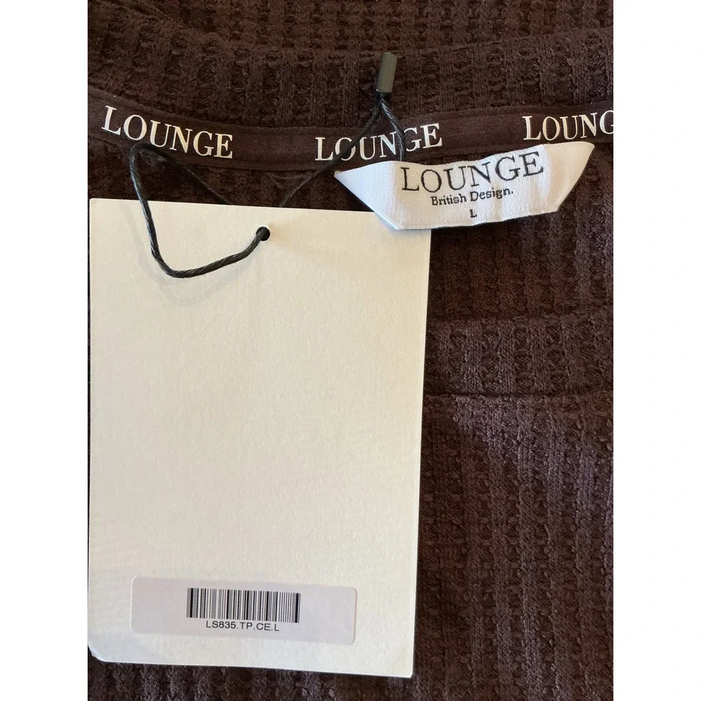 Lounge Soft Waffle Pyjama Top Chocolate‎ Large New With Tags